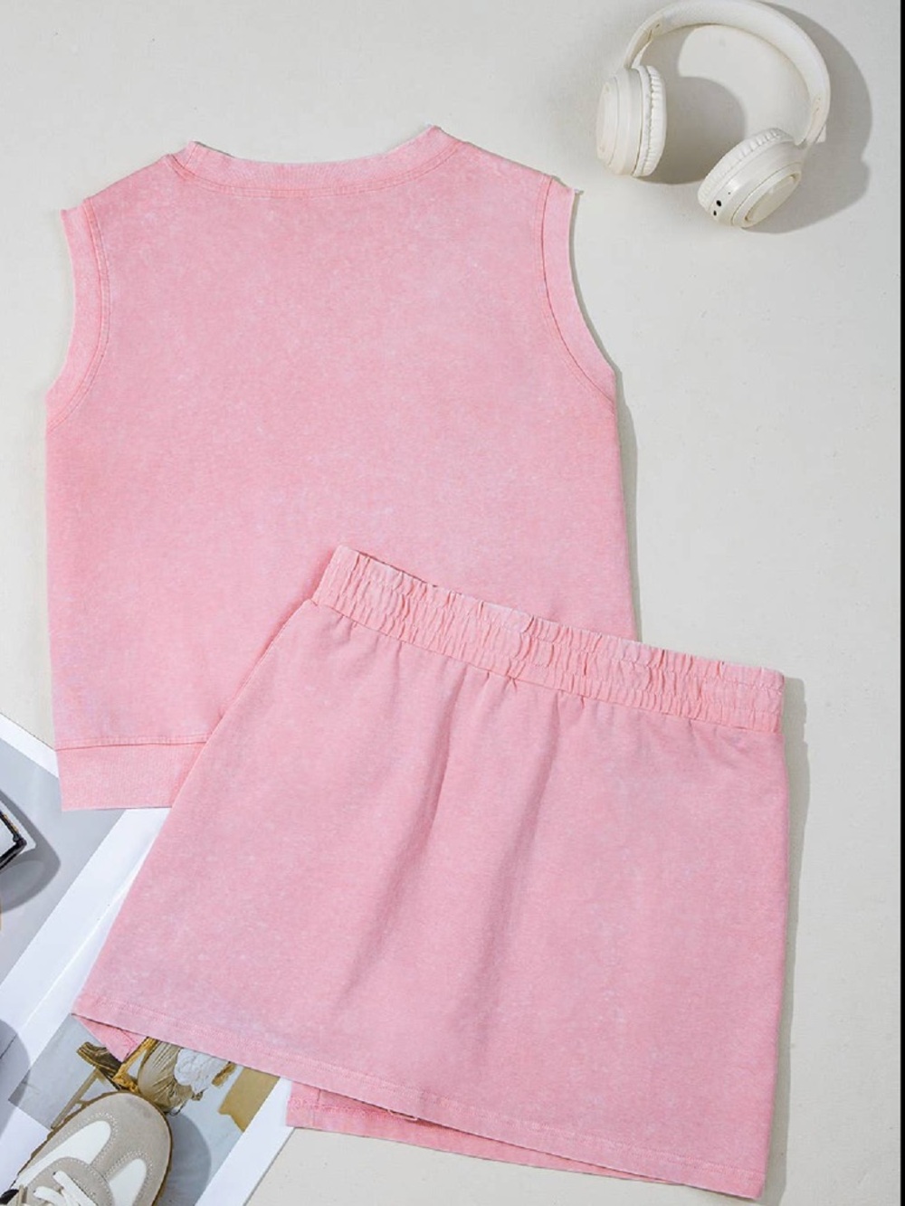 LA Society Purple Mineral Wash Tank Top and Lined Split Skirt Set - Picture 9 of 9